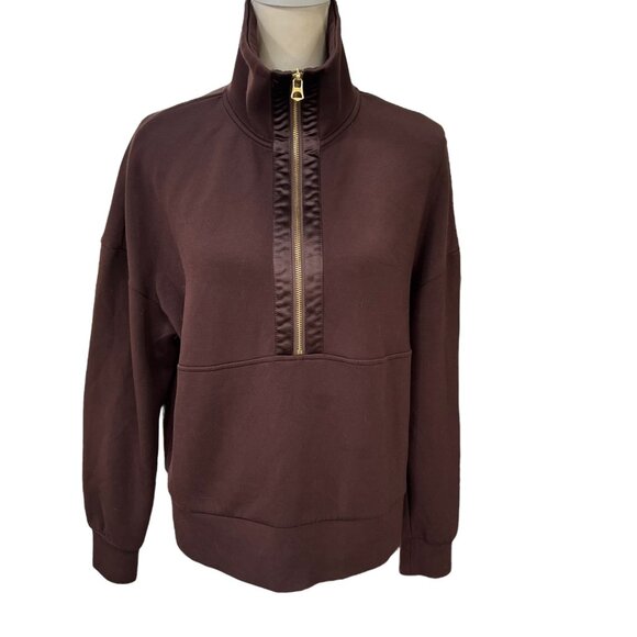 Varley Keller Half Zip Pullover in Coffee Bean Brown Size Small - Picture 2 of 9